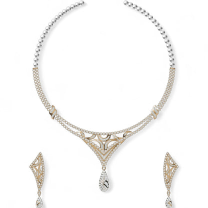 Teardrop Diamond Necklace with Earrings