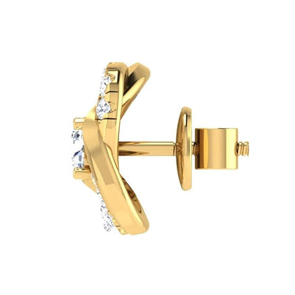 Knot Design Diamond Stud Earrings with Pave Accents