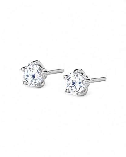 5 Prong Round Solitaire Stud Earrings