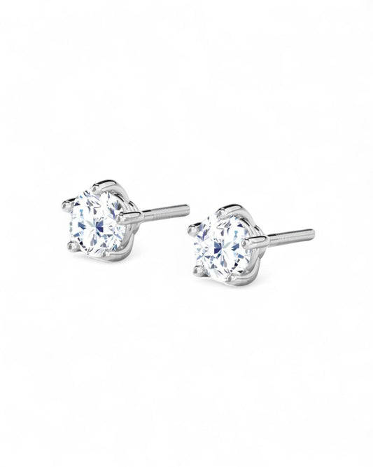 5 Prong Round Solitaire Stud Earrings