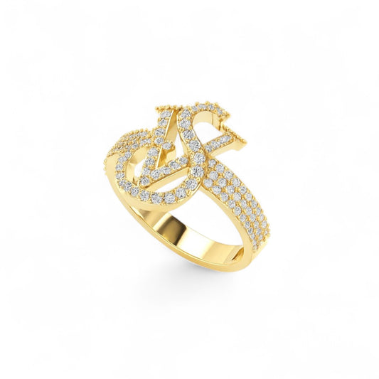 Custom Initial Diamond Statement Ring