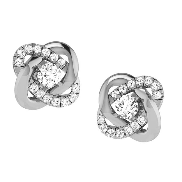 Knot Design Diamond Stud Earrings with Pave Accents