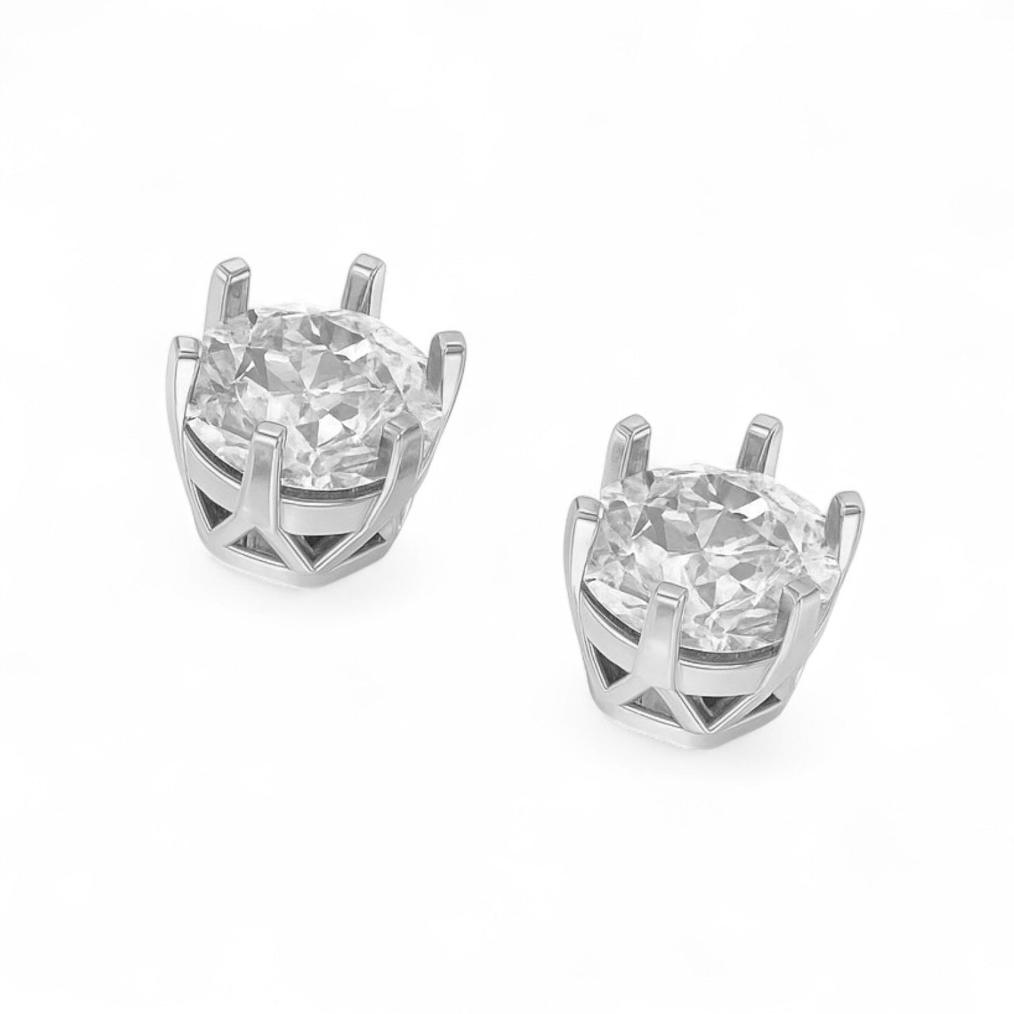 Classic Round Solitaire Diamond Stud Earrings