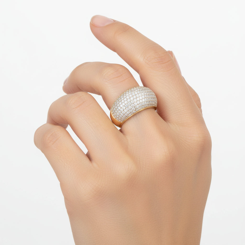 Full Pave Dome Diamond Ring