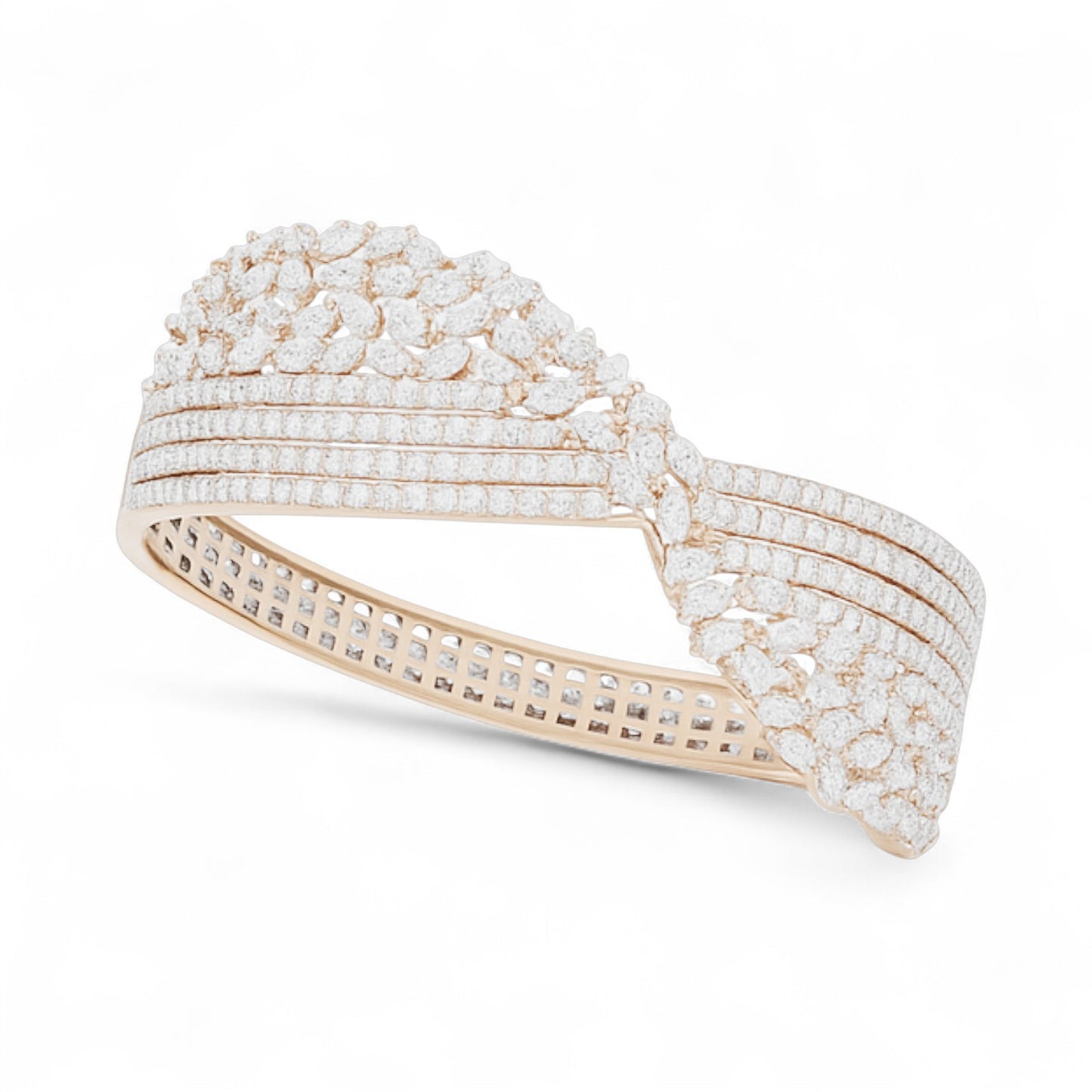 Wide Diamond Mesh Twist Statement Bracelet