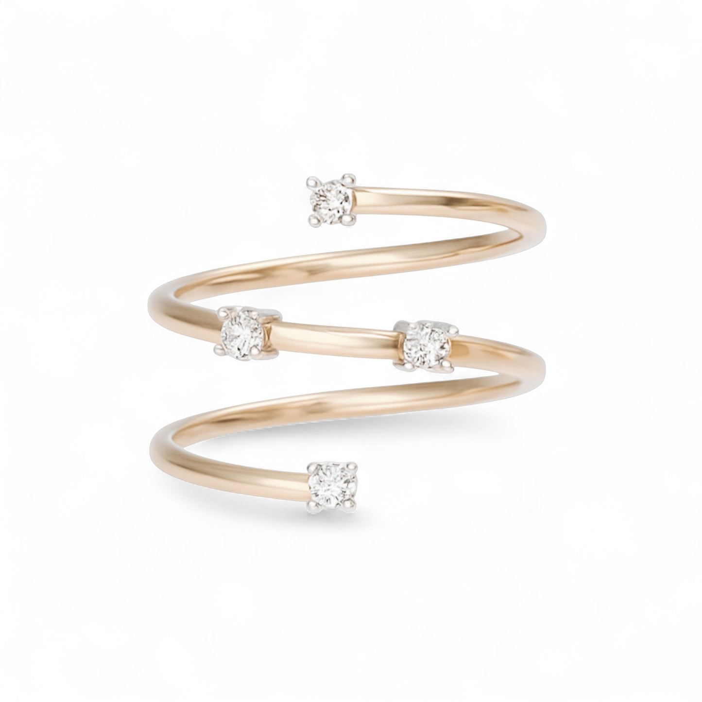Twisted Spiral Gold Diamond Ring