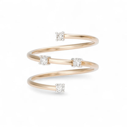 Twisted Spiral Gold Diamond Ring