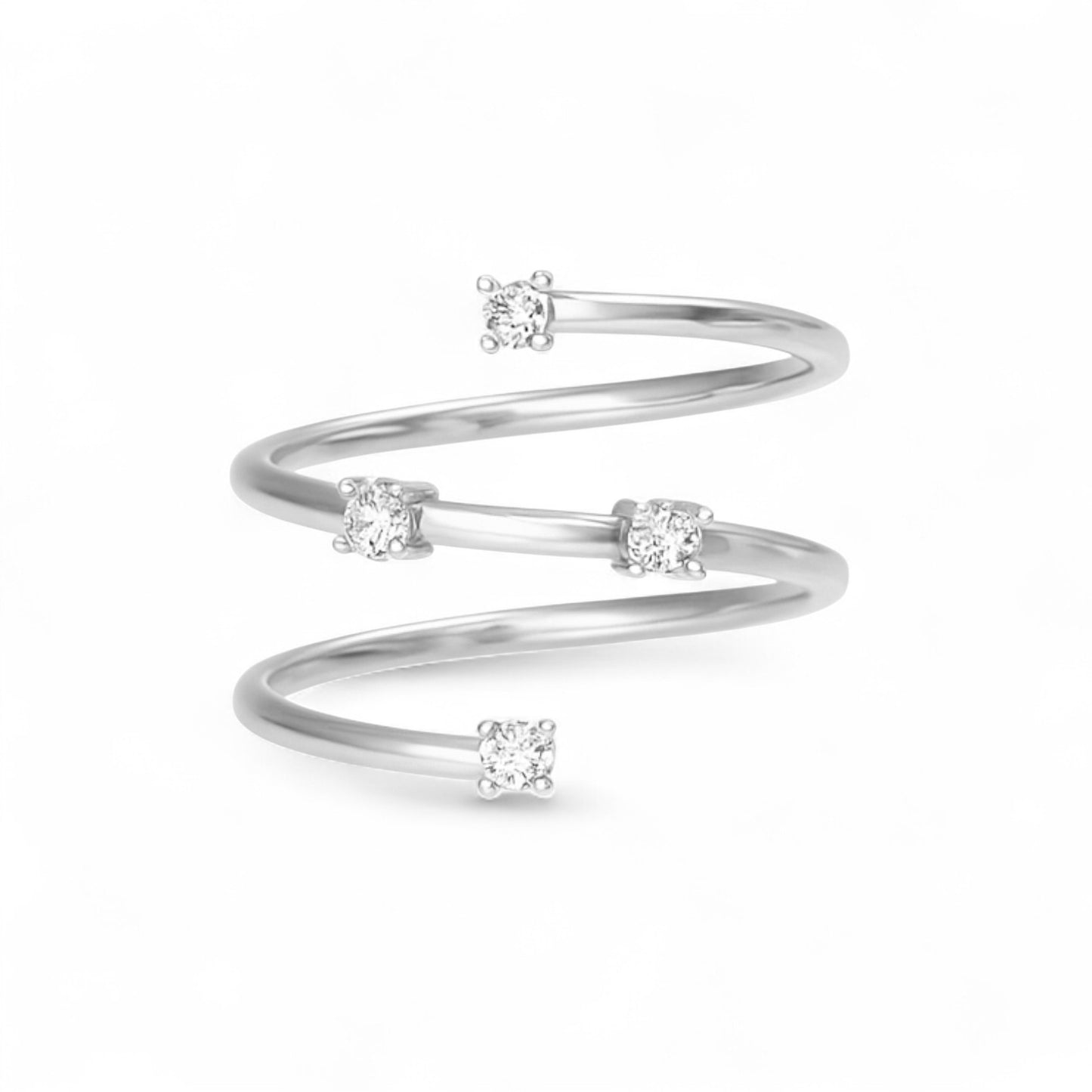 Twisted Spiral Gold Diamond Ring