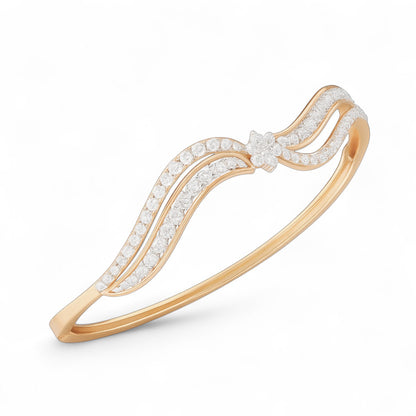 Ocean Wave Inspired Diamond Swirl Bangle Bracelet