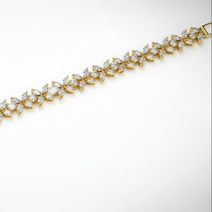 Floral Diamond Cluster Gold and Silver Bracelet