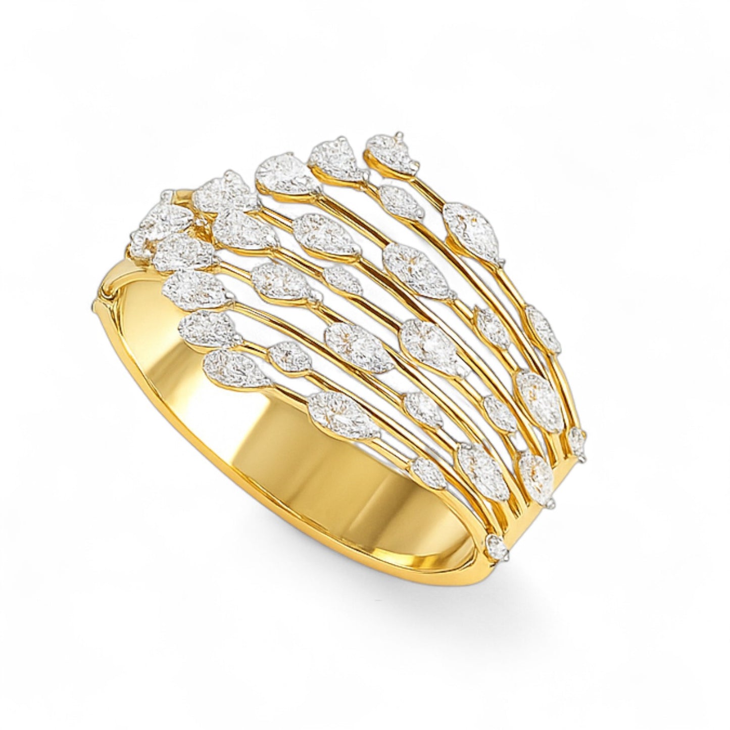 Cascading Marquise & Pear Diamond Bangle