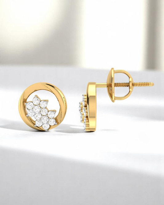 Floral Cluster Circle Stud