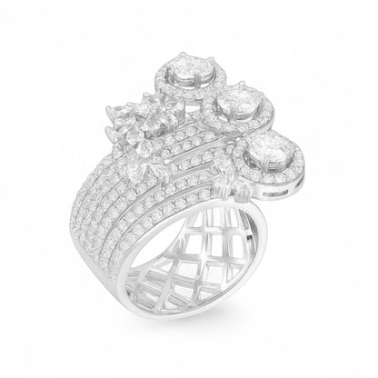 Multi Row Diamond Cocktail Statement Ring
