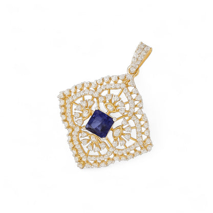 Regal Blue Sapphire & Diamond Pendant