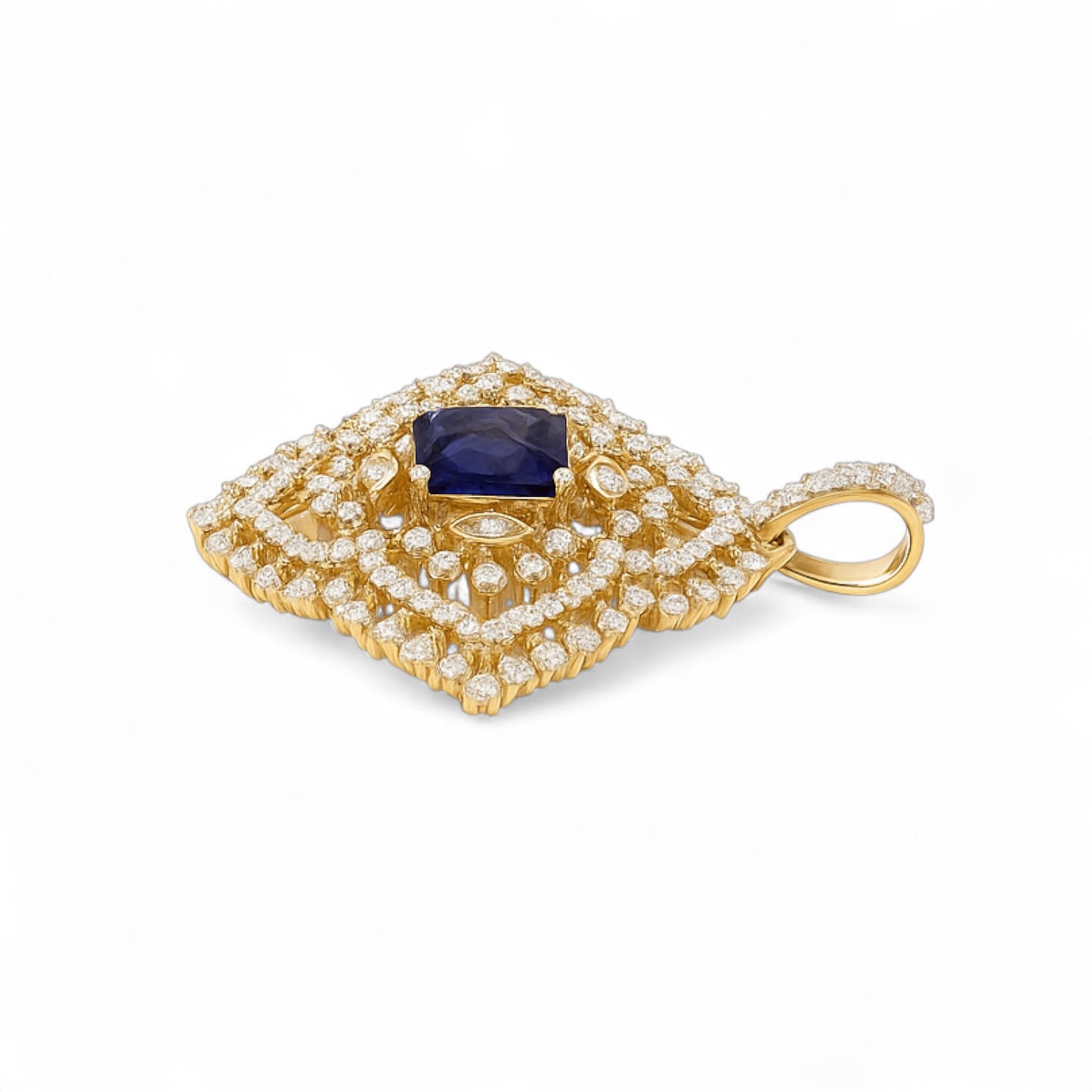 Regal Blue Sapphire & Diamond Pendant