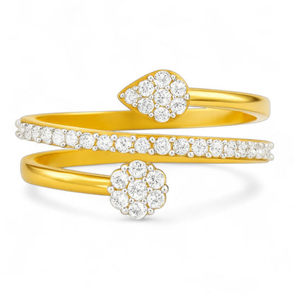 Dual Head Floral Wrap Ring