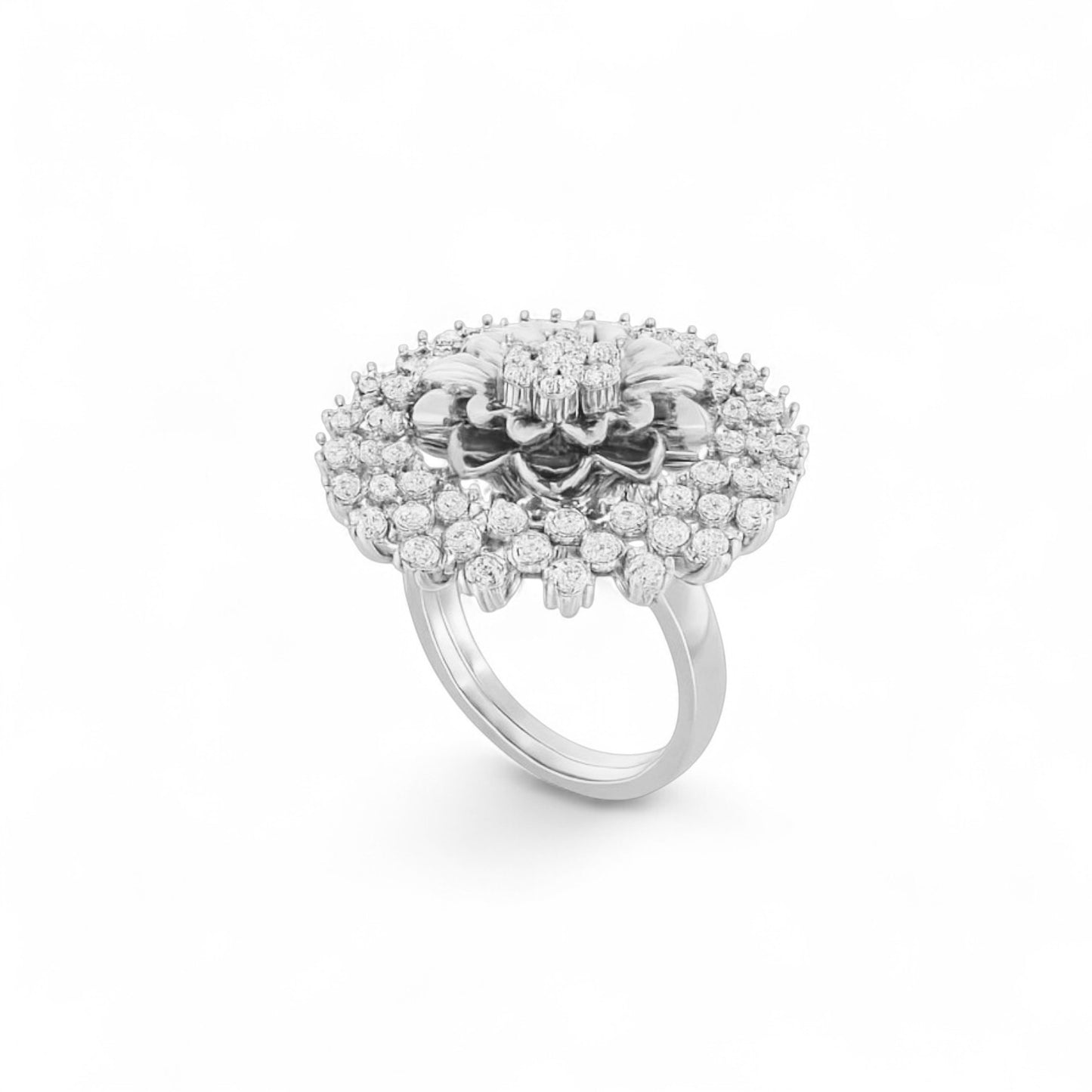 Grand Double Halo Diamond Statement Ring