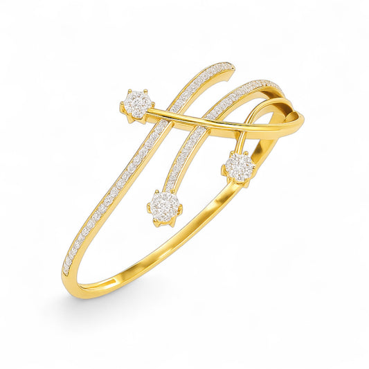 Starry Diamond Cluster Gold and Silver Bracelet