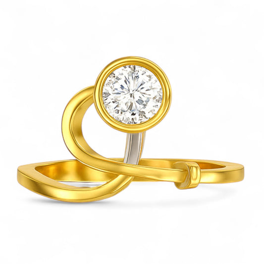 Sleek Swirl Solitaire Diamond Ring