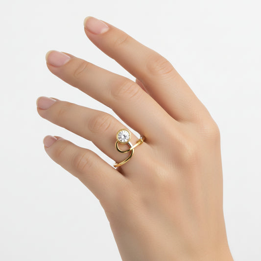 Sleek Swirl Solitaire Diamond Ring