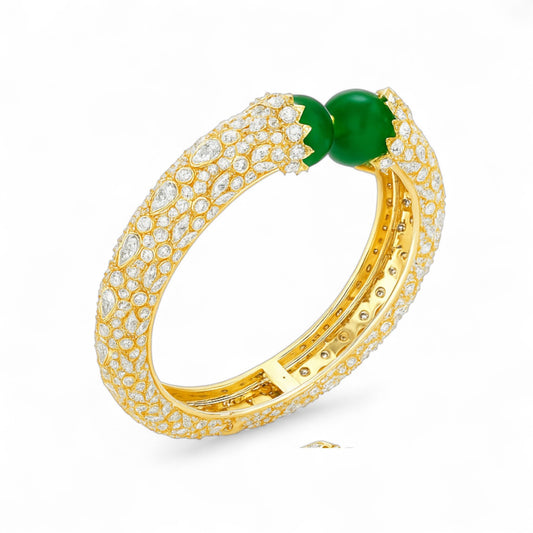 Royal Green Gemstone & Diamond Bangle