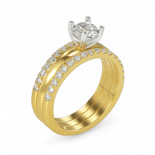 Solitaire with Dual Diamond Band Ring