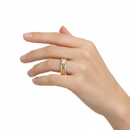 Solitaire with Dual Diamond Band Ring