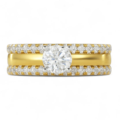 Solitaire with Dual Diamond Band Ring