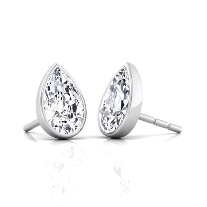 Pear Bezel Solitaire Stud Earrings