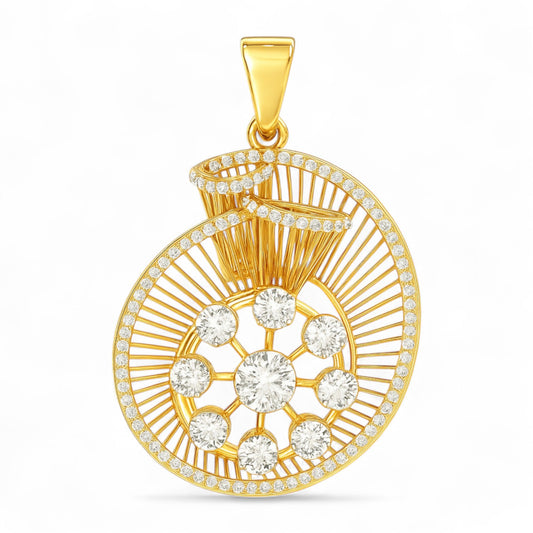 Contemporary Round Diamond Burst Pendant in Gold