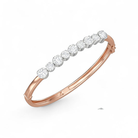 Elegant Rose Gold Diamond Bangle with Graduated Stones