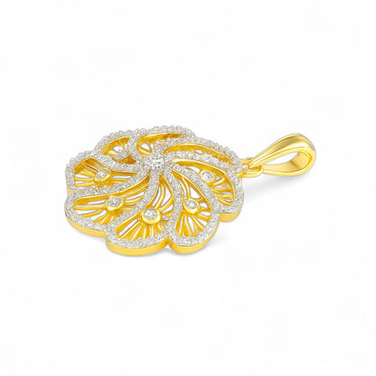 Elegant Diamond Swirl Floral Pendant