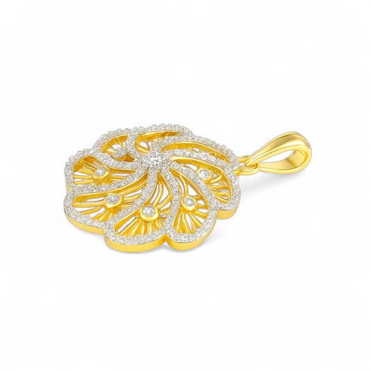 Elegant Diamond Swirl Floral Pendant
