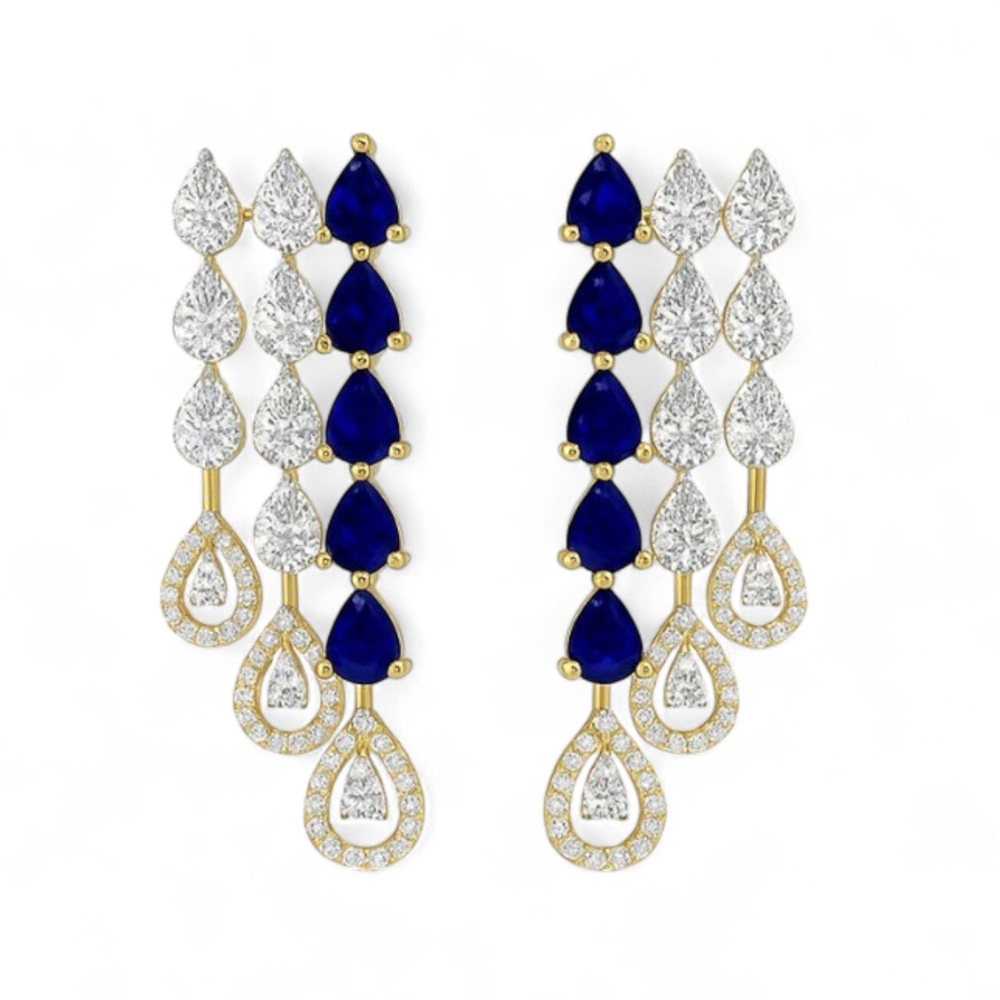Blue Sapphire Cascade Jhumka Earrings