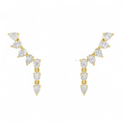 Diamond Leaf Cascade Jhumka Earrings
