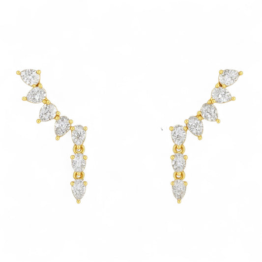 Diamond Leaf Cascade Jhumka Earrings