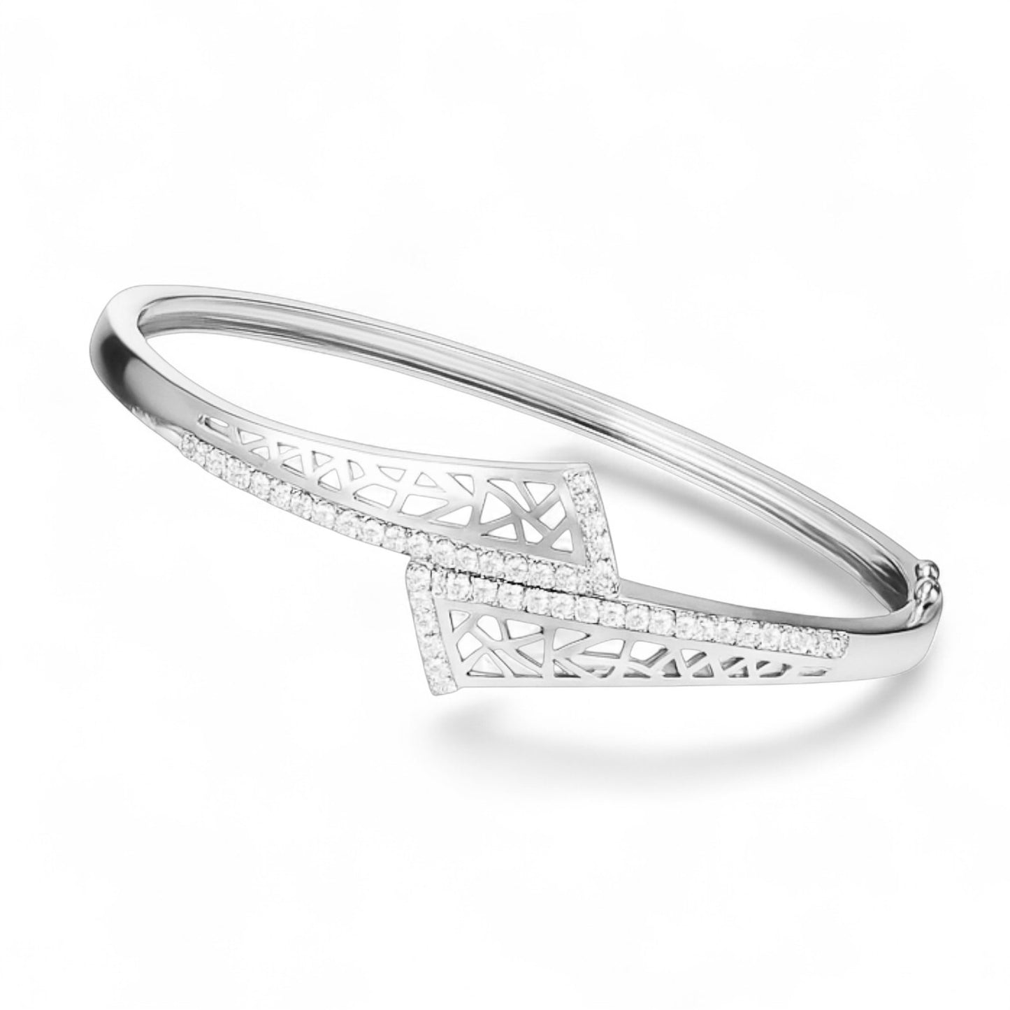 Geometric Diamond Lattice Bangle Bracelet