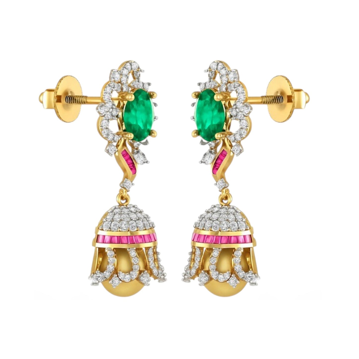 Royal Emerald Pearl Jhumka Earrings