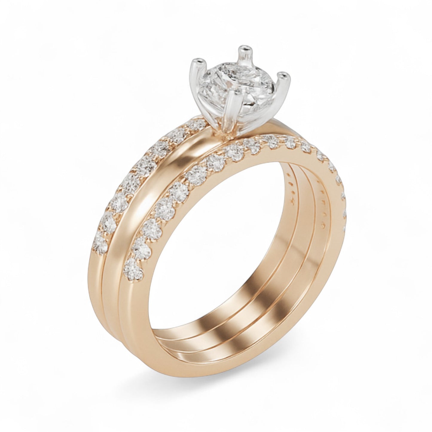 Solitaire with Dual Diamond Band Ring
