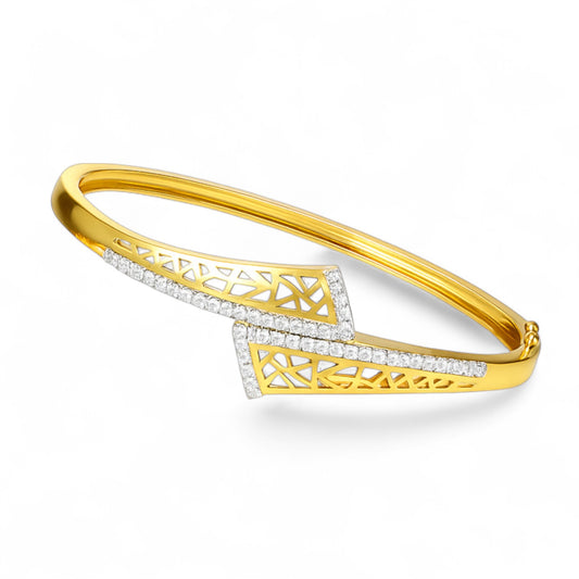 Geometric Diamond Lattice Bangle Bracelet