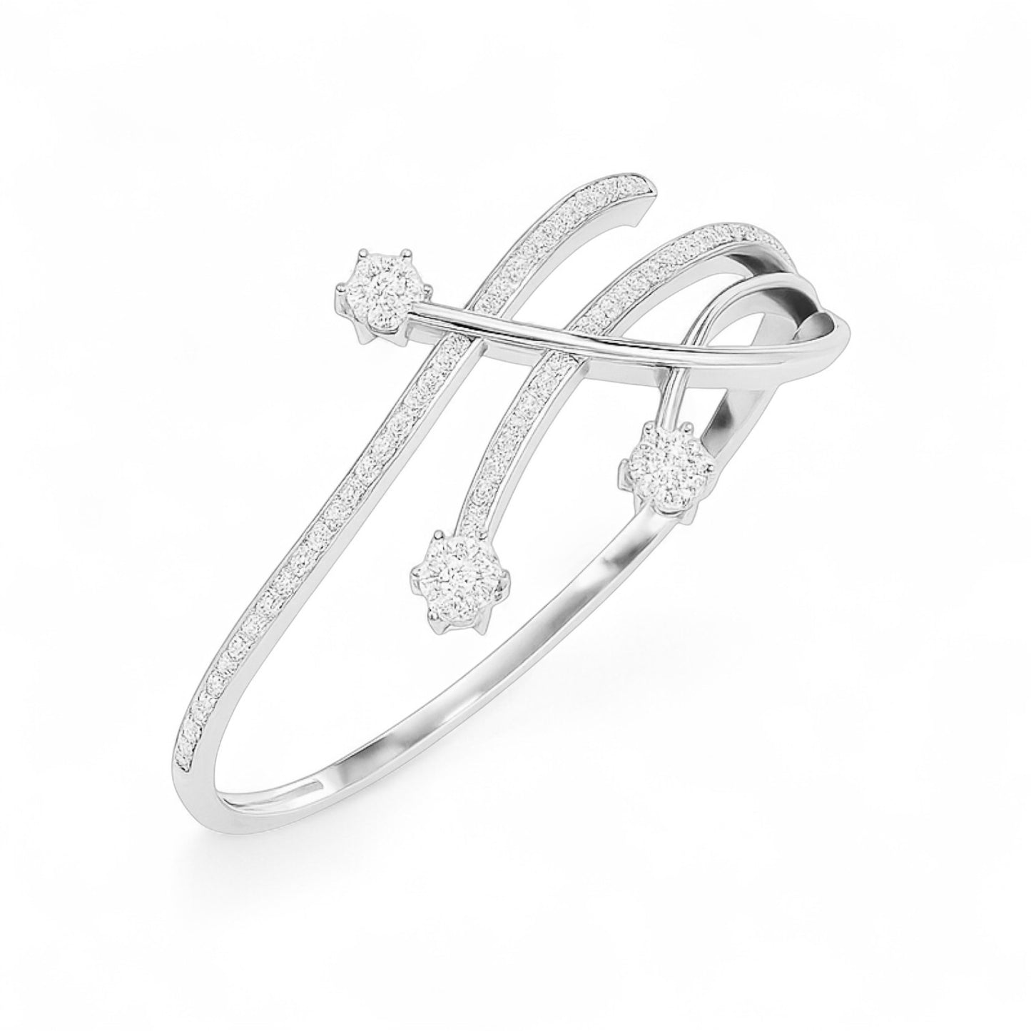 Starry Diamond Cluster Gold and Silver Bracelet