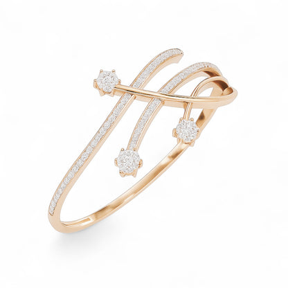 Starry Diamond Cluster Gold and Silver Bracelet