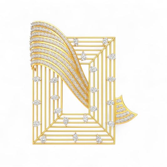 Radiant Diamond Cascade Pendant with Contemporary Gold Frame