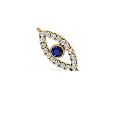 Blue Diamond Gold Evil Eye Chain Bracelet