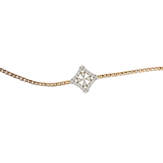 Square Mesh Gold and Diamond Chain Bracelet