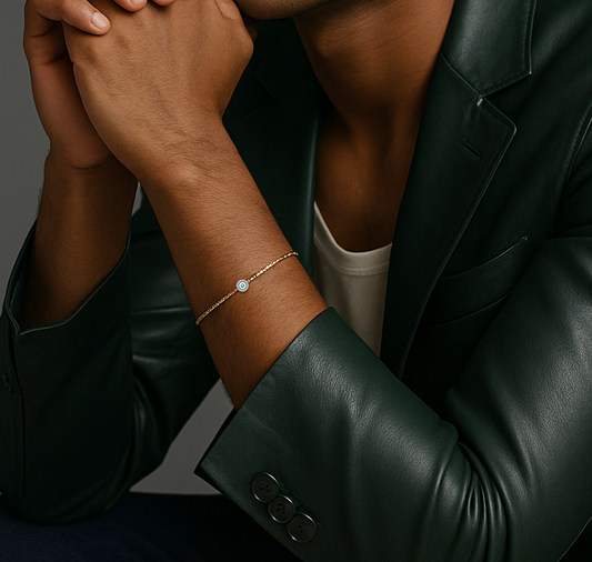 Evil Eye with Diamond Halo Chain Bracelet