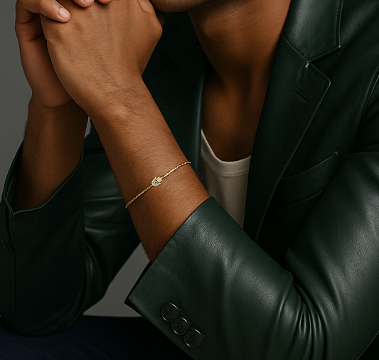 Evil Eye Blessing Gold Hand Chain Bracelet