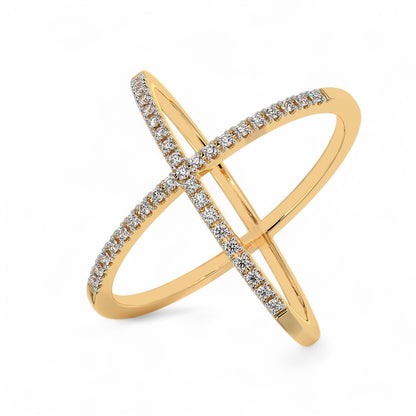 Stylish Criss-Cross Diamond Ring