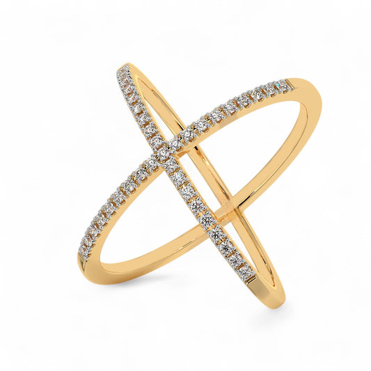 Stylish Criss-Cross Diamond Ring
