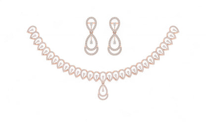 Elegant Peardrop Gold Diamond Necklace Set